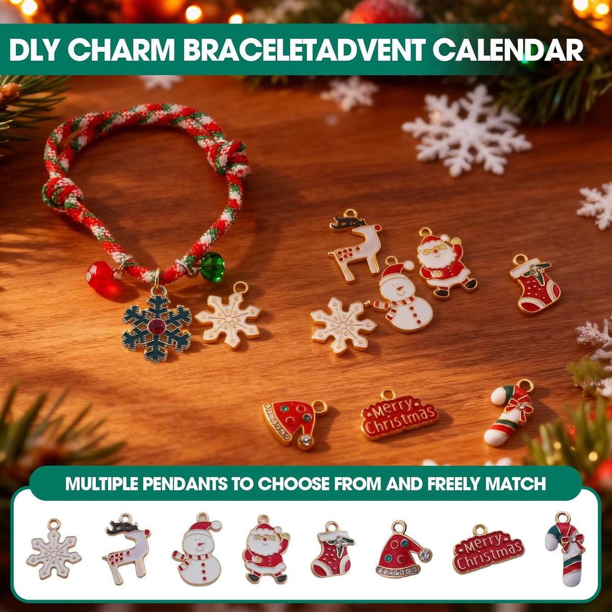 Skiennix Christmas Advent Calendar Bracelets - 24 Days Countdown with 14 Collectible & 10 DIY Jewelry Kits for Teens & Adults