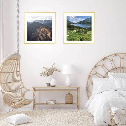 JCJMY 24x24 Picture Frame Gold with 20x20 Mat, Display Photo 20x20 with Mat or 24 x 24 Without Mat, Wall Hanging Large 24x24 Poster Frame with Shatter Resistant Plexiglass, Gold