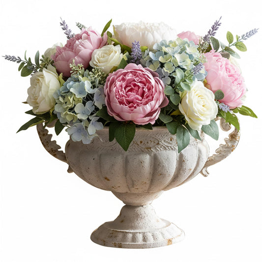 Bemonew Decorative Planter Urn Planter, 12x8.5in Iron Embossed Vintage with Dual Ears Urn Vase for Indoor Outdoor Home Decor