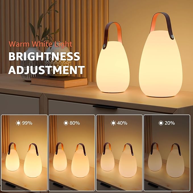 uuffoo 2 Pack Rechargeable Portable Table Lamp, Cordless RGB Lantern with Remote, Decorative LED Night Light, IP44 Waterproof Indoor Outdoor Lamp for Bedroom Patio Garden Wedding Party