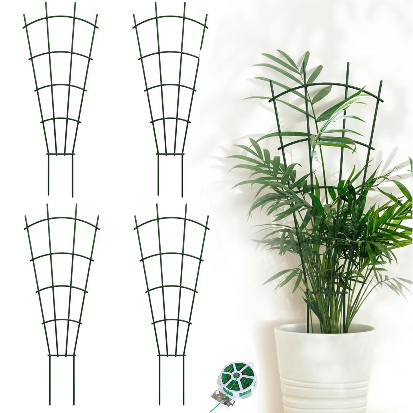 DOLEMODUO 4-Pack Metal Trellis for Potted Plants, 32" Heavy Duty Garden Trellis for Climbing Plants, Rustproof Powder Coated Indoor/Outdoor Trellis for Climbing Vines, Flowers, Houseplants