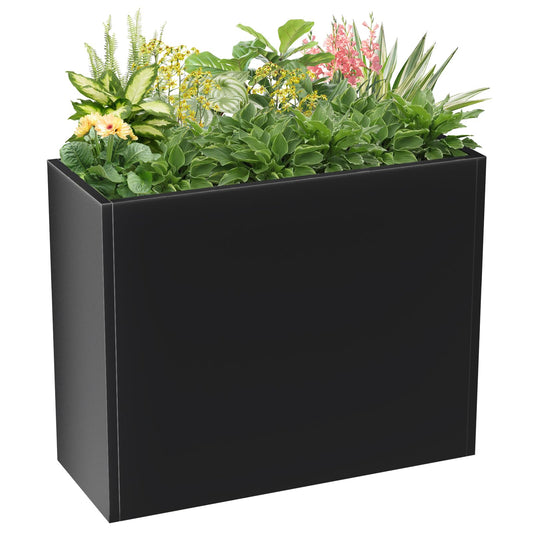 Baotree Metal Large Planter Box 36" L x 12" W x 26" H, Heavy Duty Tall Rectangle Outdoor Planter Box with Removable Insert Shelves for Porch, Garden, Patio, Yard (Black)