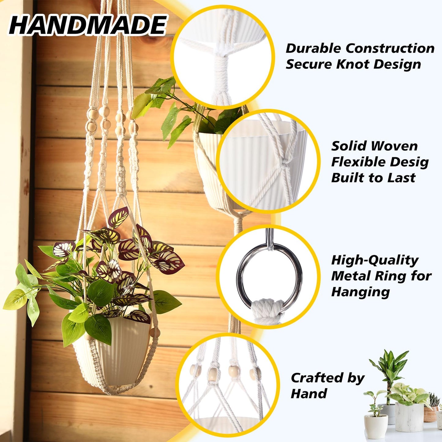 SATINIOR 12 Pcs Macrame Plant Hangers Handmade Boho Hanging Planters 12 Different Tiered Designs with 12 Hooks for Flower Pots Indoor Outdoor Decorative Wall Hanging Baskets for Home(Boho,White)