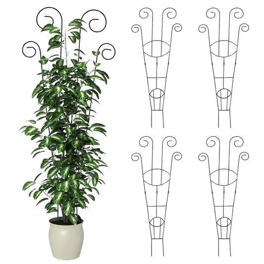 4 Pack Metal Trellis for Climbing Potted Plants Indoor Outdoor - 30 Inch Rustproof Garden Stakes, Plant Support for Monstera Pothos Ivy Hoya Vines, Potted Houseplant