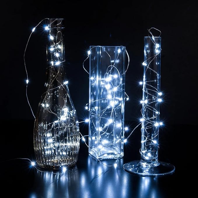 12 Pack Fairy Lights 7Ft 20 LED Twinkle String Lights 3 Modes Battery Operated Waterproof Firefly Starry for Mason Jar Wedding Bedroom Patio Christmas Valentines Day Table Centerpieces,White