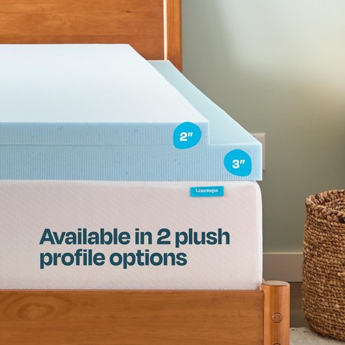Linenspa King Size Memory Foam Mattress Topper - 3 Inch Gel-Infused for Cooling Comfort & Pressure Relief - CertiPUR Certified