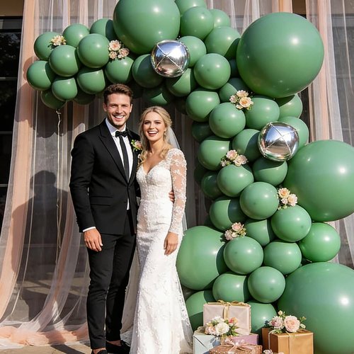 Dark Sage Green Balloons by [Brand Name] - 110 Pcs 12-Inch Latex Round Helium Balloons for Christmas Celebrations