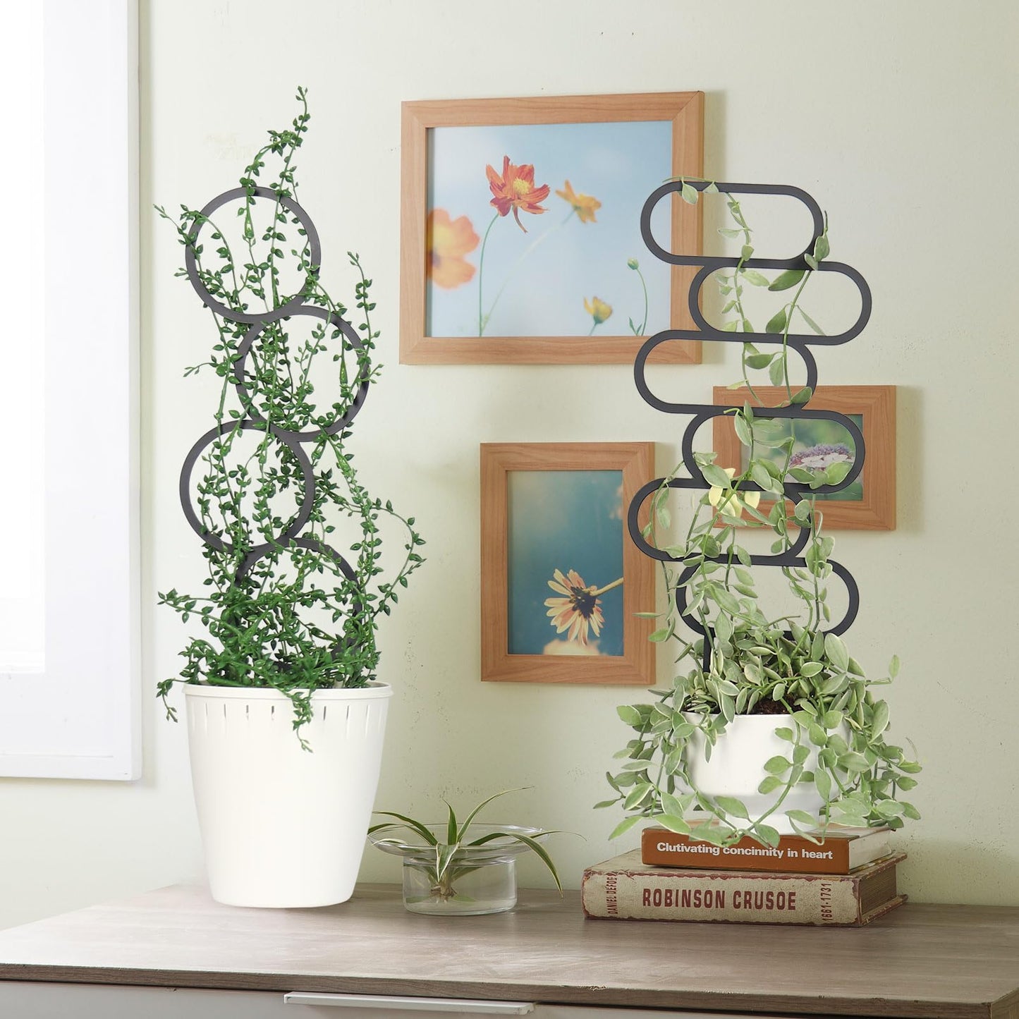KOYILTD 4 Pcs Trellises for Climbing Plants Indoor Metal Climbing Plant Support Metal Plant Trellis for Pots Garden Trellis for Climbing Plants for Plant Lovers (Style 1)