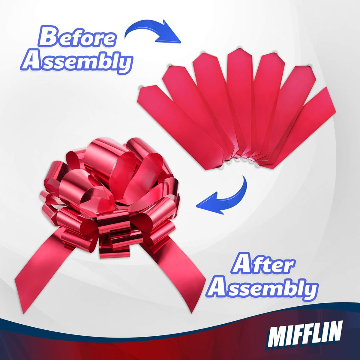Mifflin-USA Big Car Bow - Metallic Red 18 Inch - Giant Gift Bow for Birthdays & Christmas Decor