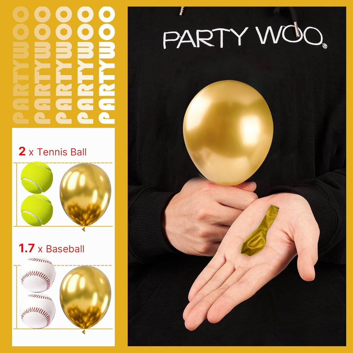 PartyWoo Metallic Gold Balloons - 50pcs Mini 5-Inch Chrome Latex for Graduation & Events | Gold-G101