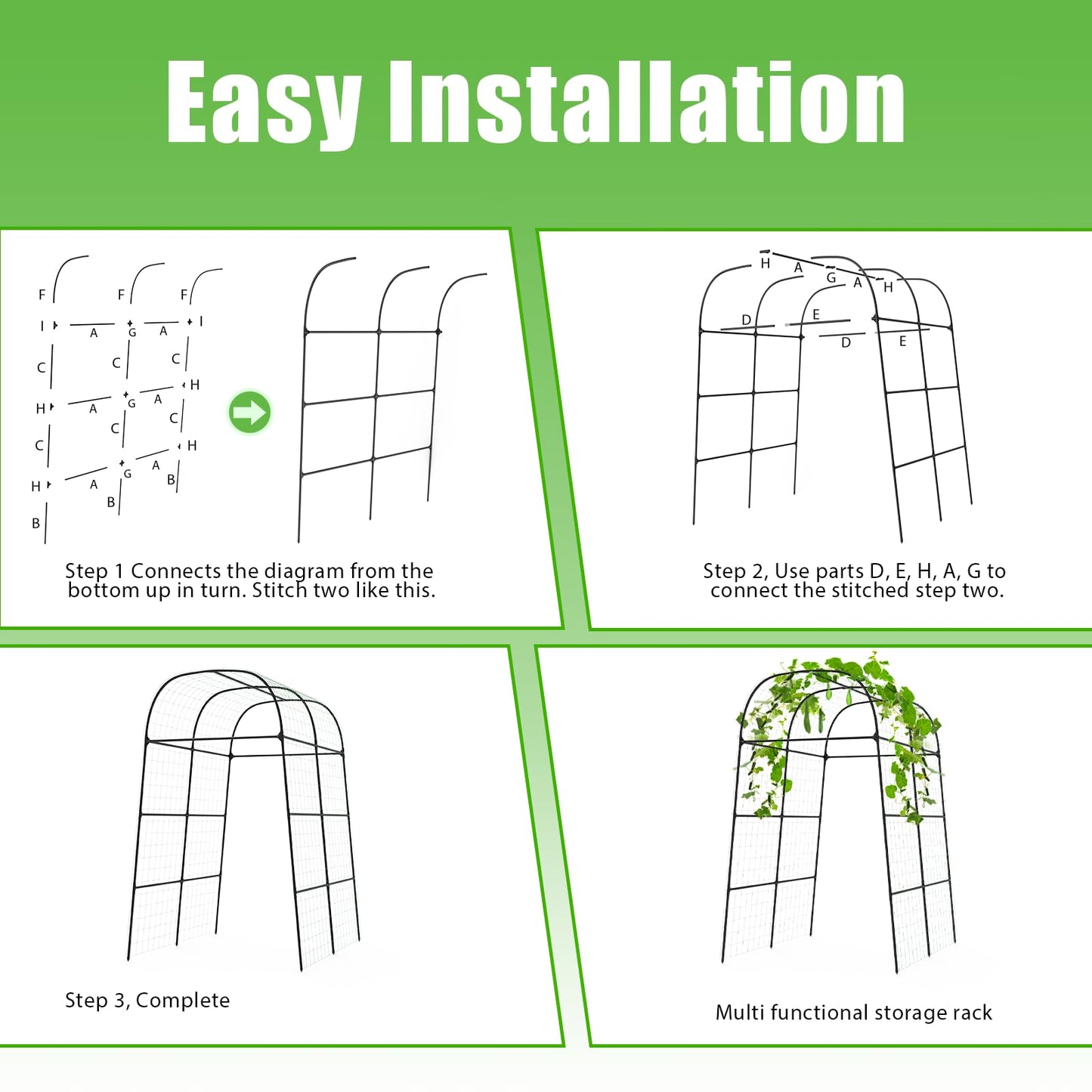 BUKLIYN Garden Arch Trellis for Climbing Plants Outdoor - Cucumber Trellis for Raised Bed, Size:71 * 87 inch, Garden Trellis for Climbing Plants, Cucumber, Vegetable, Tomato, Flowers