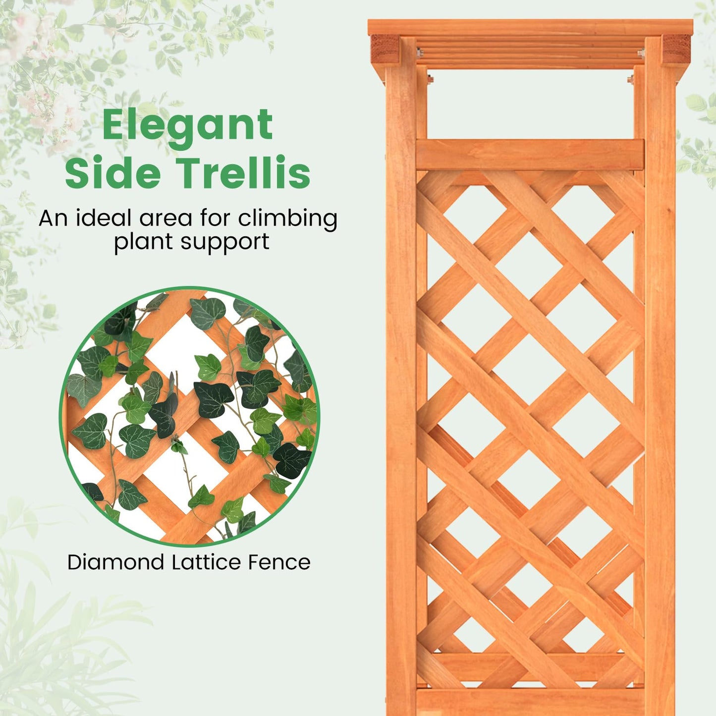 LDAILY Raised Garden Bed with Trellis, Above Ground Garden Bed with Hanging Roof, Side Trellis, & Drainage Holes, Planter Box for Outdoor Climbing Plants Vines Flowers (2, 31" L x 14" W x 60" H)