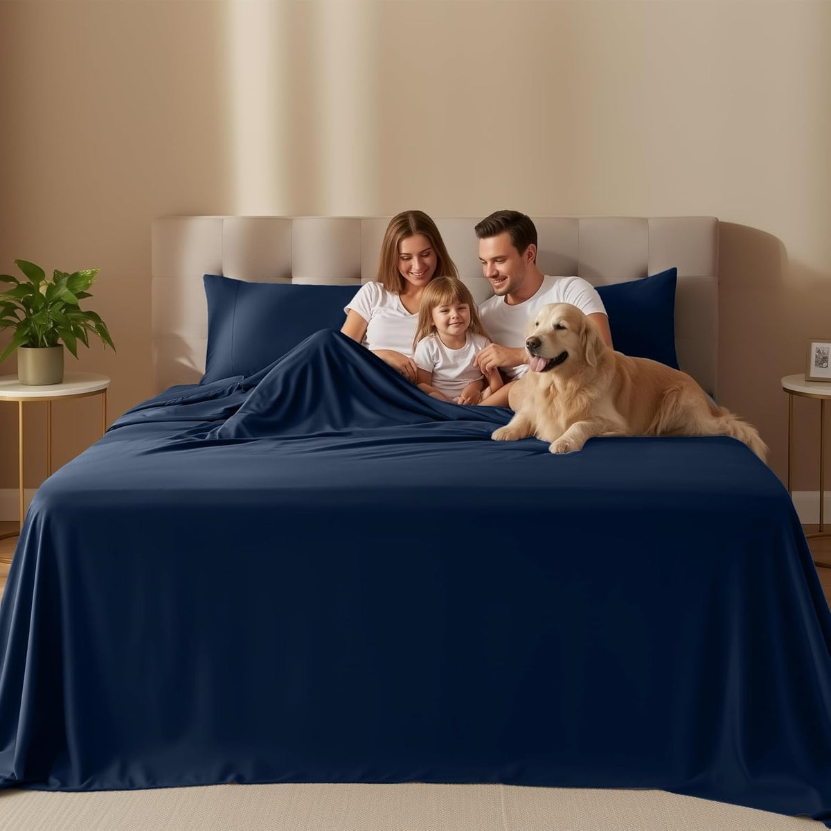 Utopia Bedding Queen Size Sheet Set - Soft & Breathable 4-Piece Microfiber in Navy | Oeko-Tex Certified