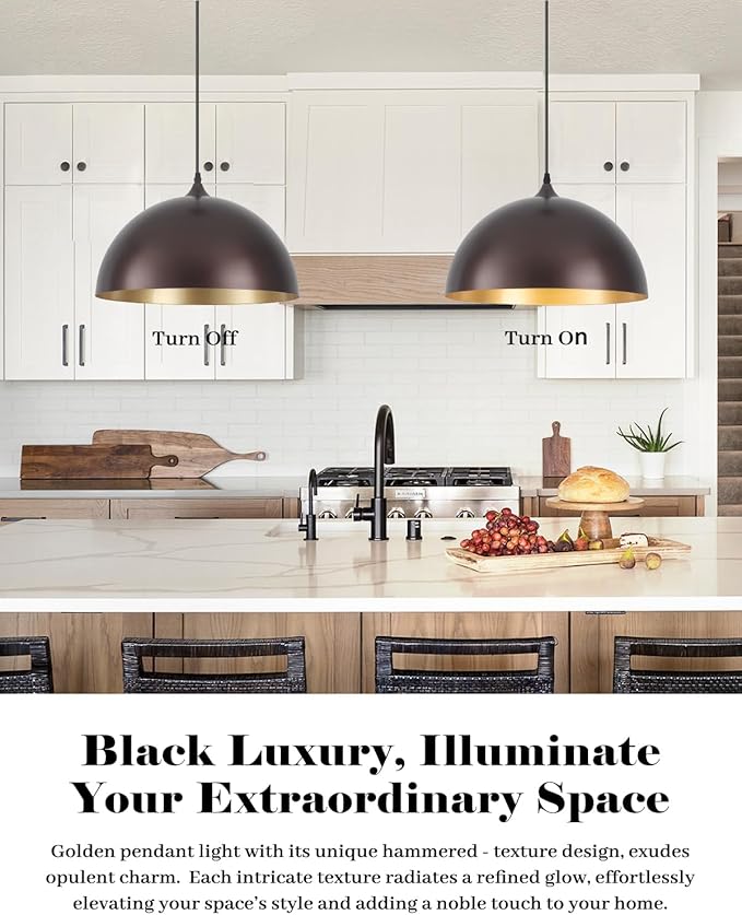 Bronze Pendant Lights Kitchen Island, 16 Inch Large Dome Pendant Light, Modern Farmhouse Pendant Light for Kitchen Island, Dining Room, Cafe, Bar, 2 Pack