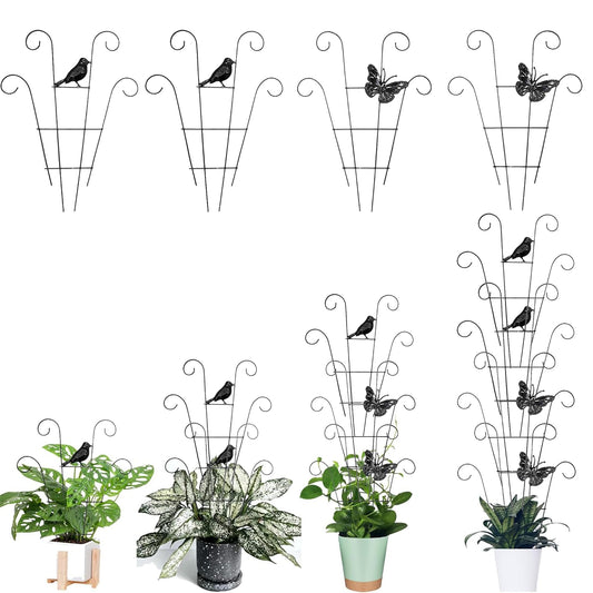 LONCHDAN Indoor Plant Trellis for Climbing Plants Indoor Trellis Indoor Metal Trellis 4 Pack for Garden Plants Support Small House Plant Trellis for Vines, Flower