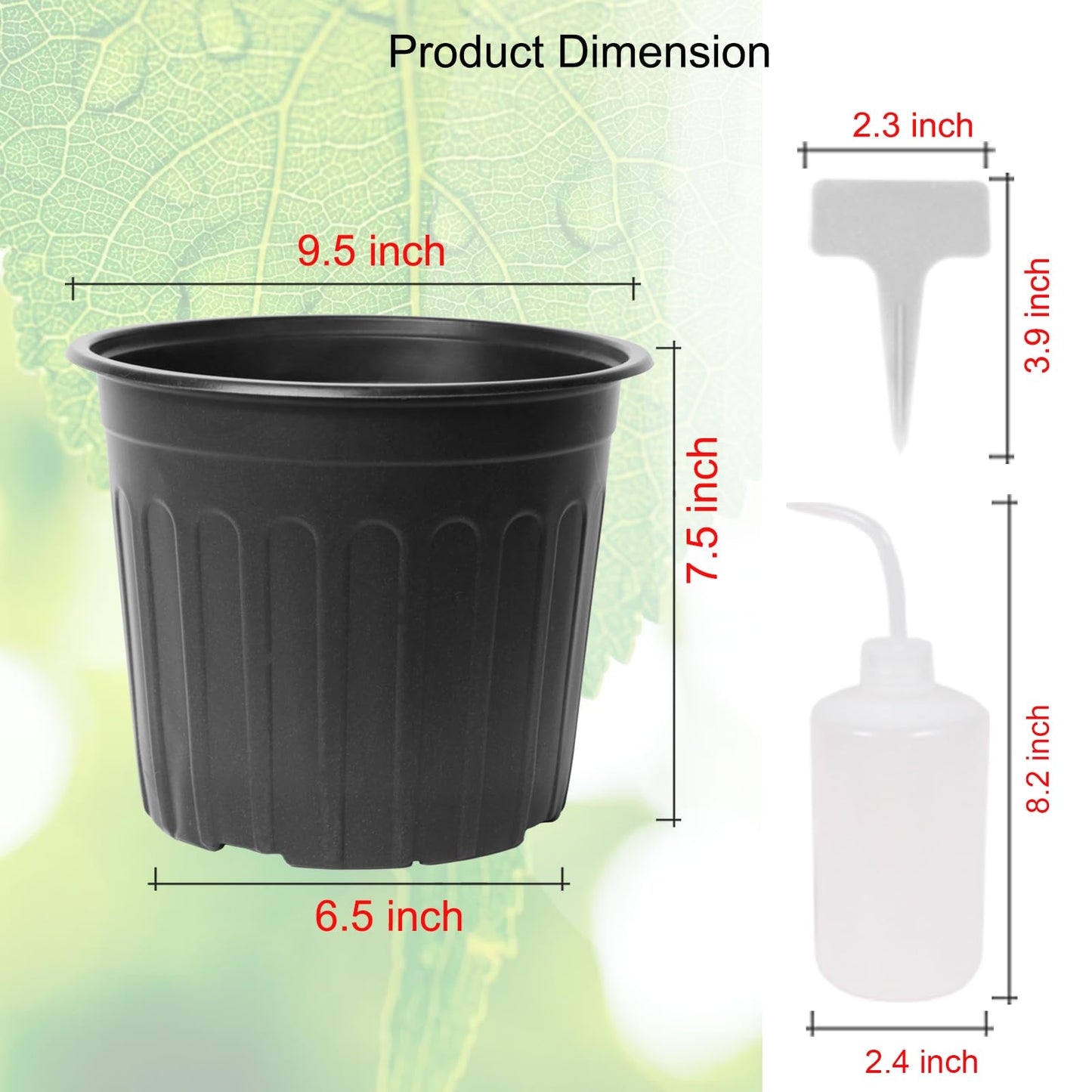 Niiiice 50-Pack 2.5 Gallon Flexible Plastic Plant Pots,Thickened Soft Seed Starting Container for Indoor Outdoor Plants, Seedlings, Vegetables, Succulents and Cuttings