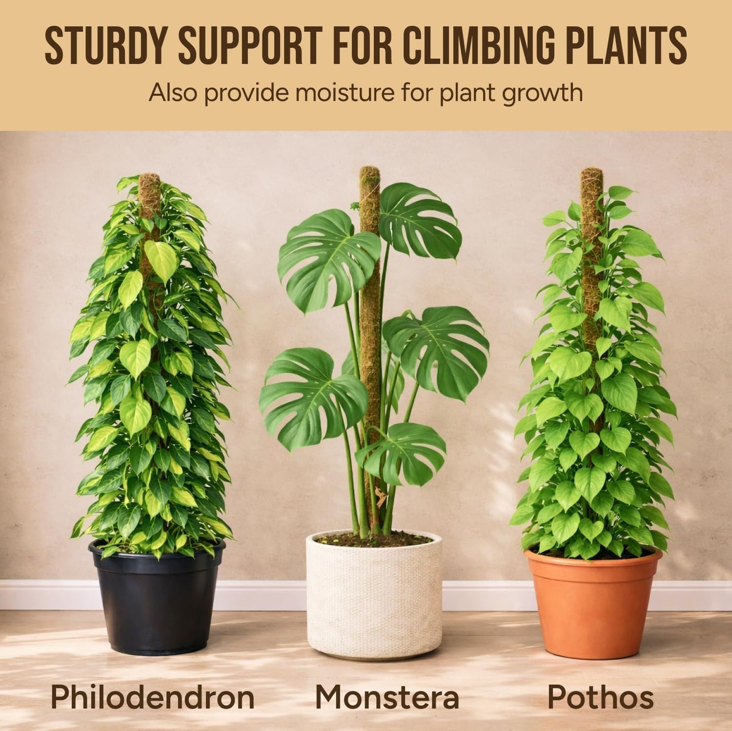 Craft911 Moss Pole Monstera Plant Support – 2 Pack 30” Bendable Moss Pole Monstera Plant Support, Plant Stakes for Indoor Plants, Tall Plant Sticks Support for Climbing Plants