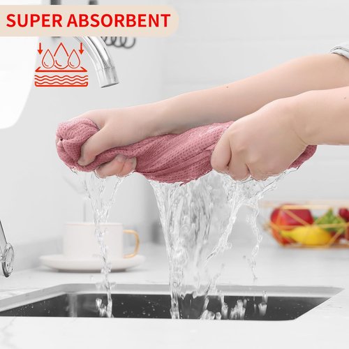 Homaxy 100% Cotton Dish Cloths - Ultra Soft & Absorbent Quick Drying Towels | 12x12 Inches, 8-Pack in Dried Rose