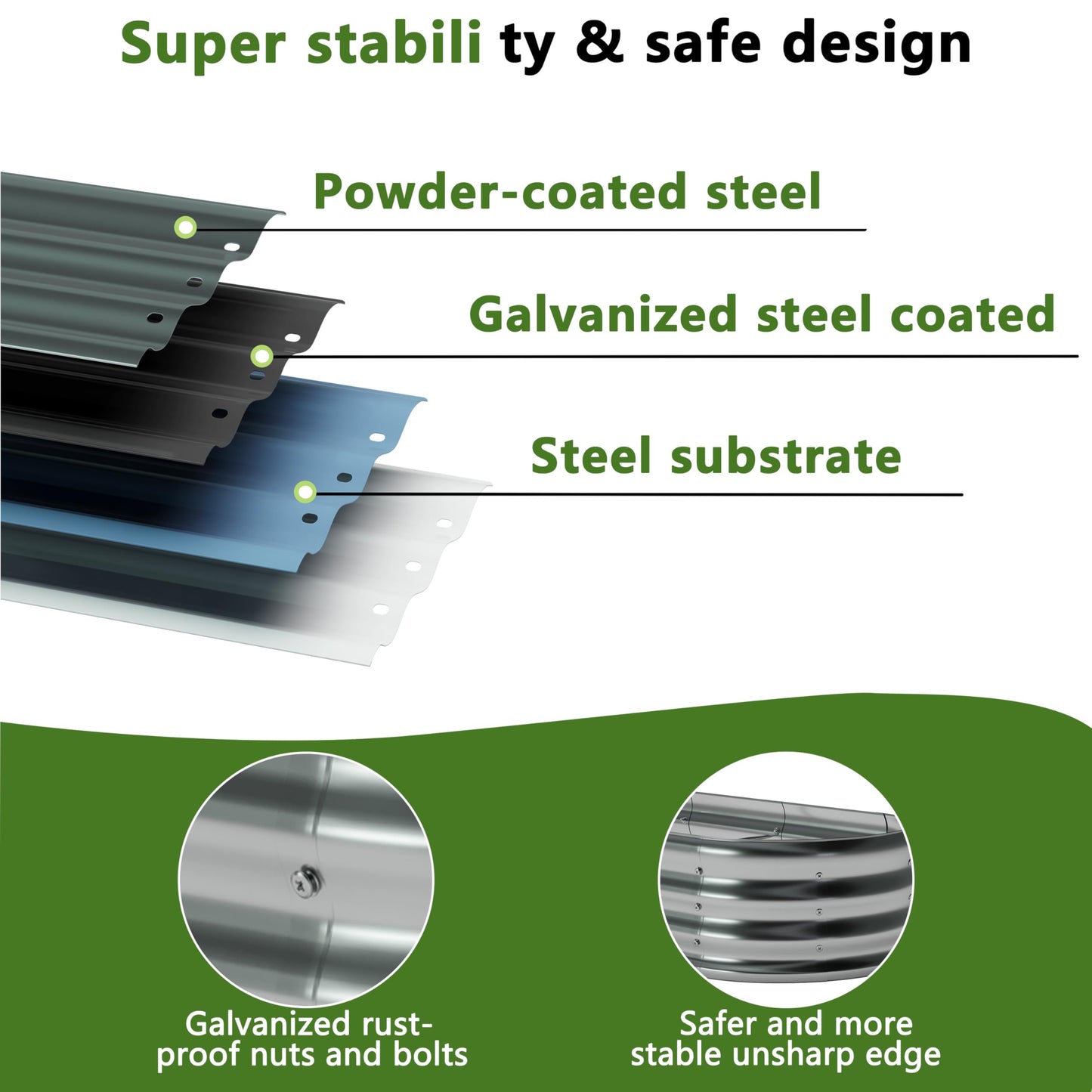 Foxlang 8x2x1ft(2 Pack) Galvanized Oval Raised Garden Bed,Outdoor Planter Box Metal Patio Kit Planting Bed for Vegetables Flowers Herb,Silver