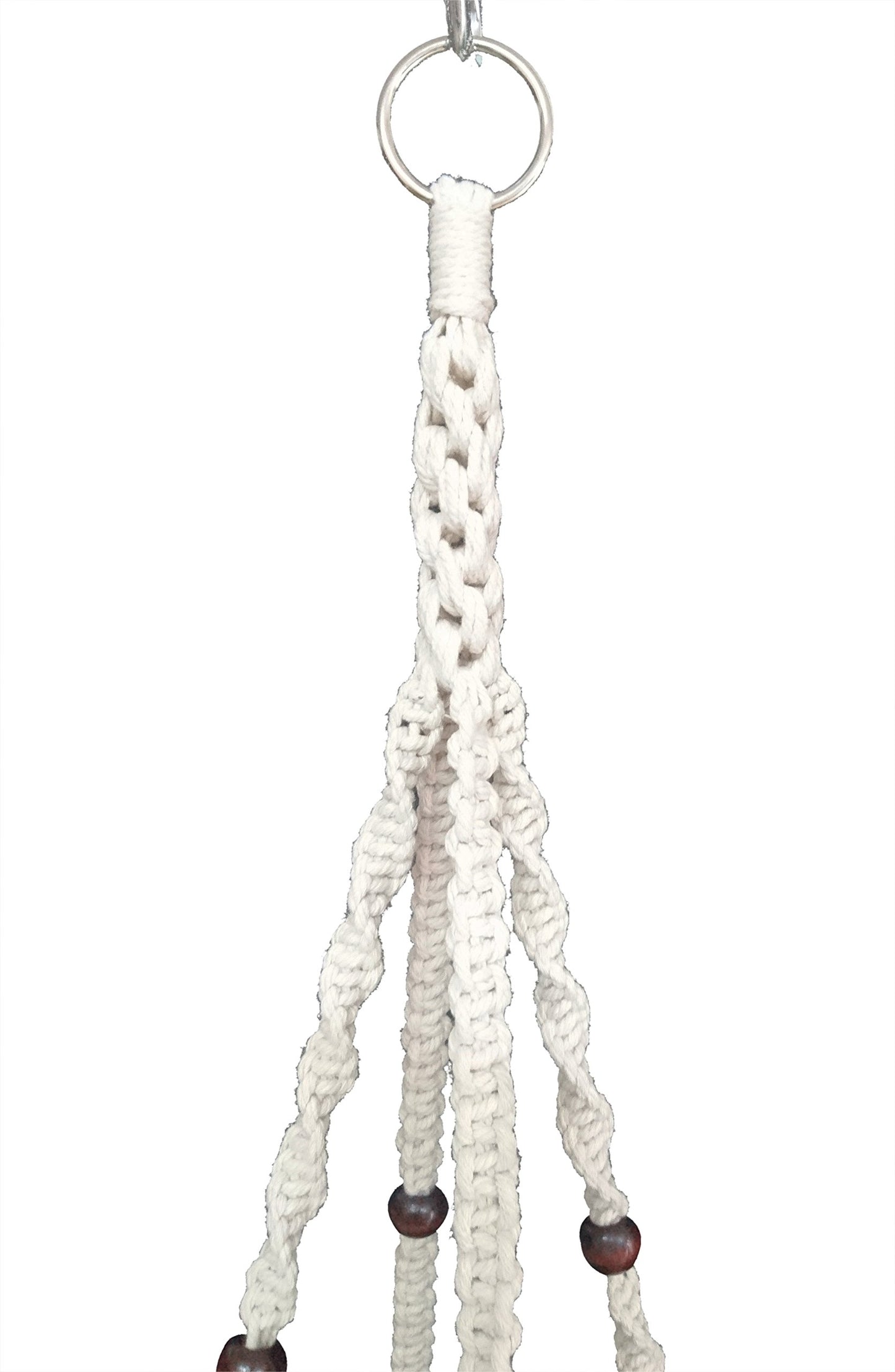 1 PCS Macrame Plant Hanger & Holder, Hanging Planter 4 Legs Double Deck for 8 inch to 10 inch Two Pots Indoor Outdoor Hanging Planter Hemp Rope 67 Inch with Metal Ring (Cotton)