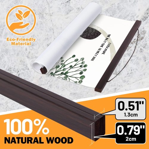 Benjia Magnetic Wooden Poster Frame - Light Wood Hanger for Photos & Art Prints | 32" Walnut