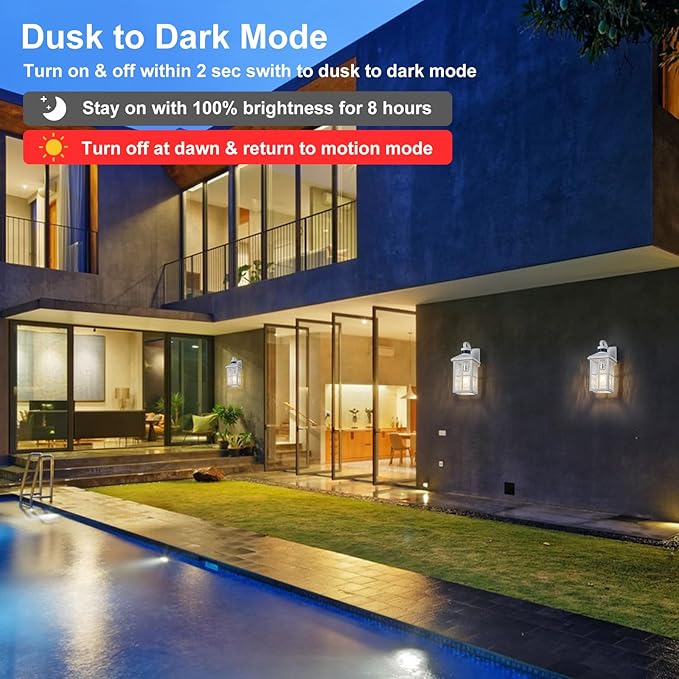 2 Pack Motion Sensor Porch Light Dusk to Dawn Outdoor Wall Light Bronze Exterior Lighting Fixtures Modern Outside Wall Mount Coach Lamp for House Garage Patio Front Door