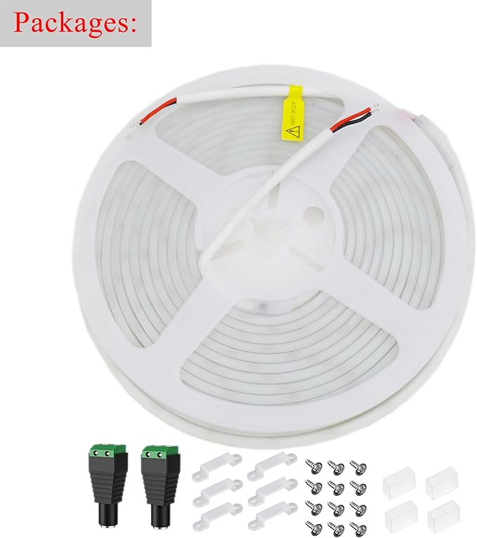 COB LED Strip Lights Waterproof IP67 Ice Blue DC12V 16.4ft/5m 480LEDs/m 8mm Cuttable LED Rope Lights for Outdoor Pools Holiday Party DIY Decor