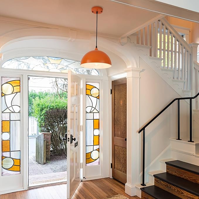 Orange Kitchen Pendant Lights,11.8inches 2 Packs Pendant Light, Farmhouse Pendant Light, Pendant Lights Kitchen Island for Living Room, Bedroom, Dinning Room