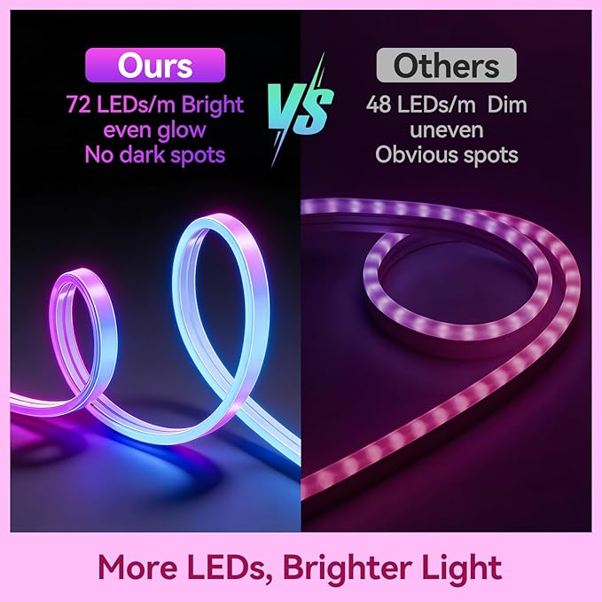 LED Neon Lights, 50FT RGB Neon Rope Lights App Control,IR Remote,Music Sync,IP67 Waterproof,Flexible DIY Design for Bedroom,Living Room,Gaming Room,Party,Outdoor,Christmas Decor
