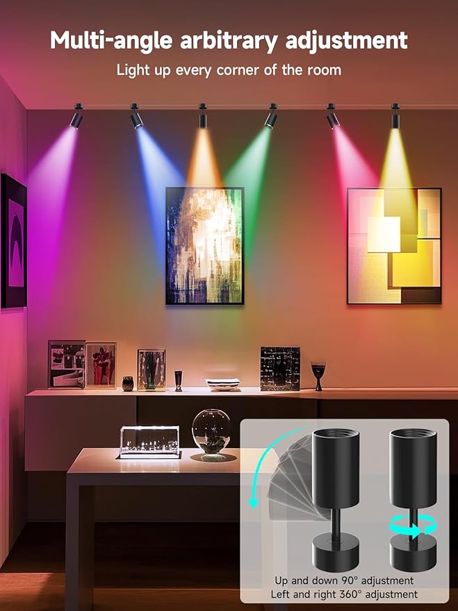 RGB Color Changing Spotlights - 16 Million Colors, LED Spotlight lamp with App & Remote Control, Dimmable LED Downlights Mood Lighting for Home Living Room Bedroom Decor