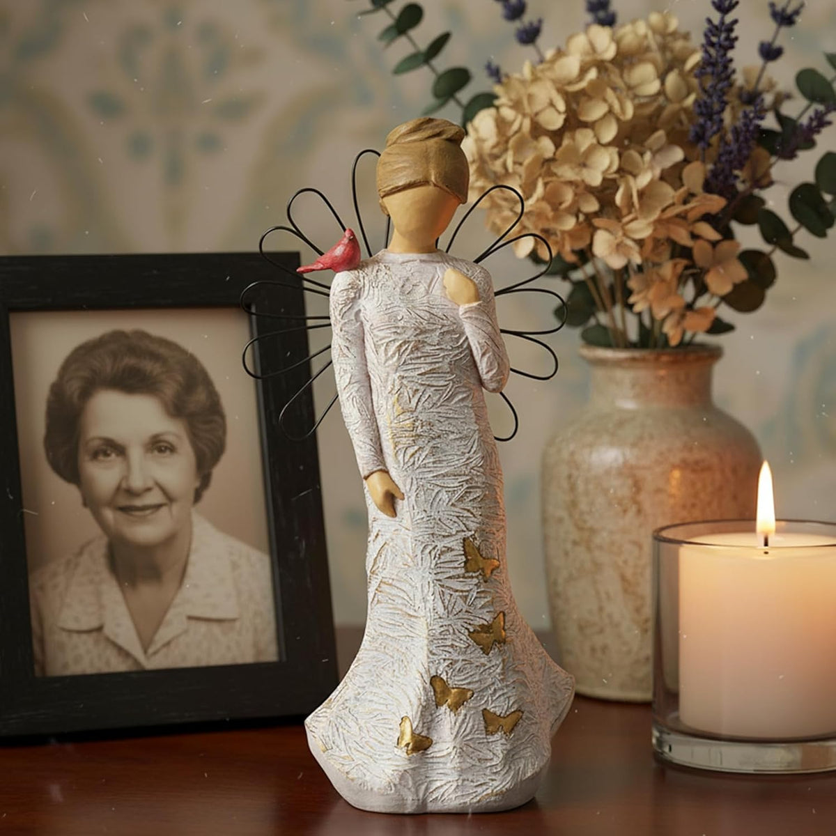 NAN ZAI NAN FANG Sympathy Angel Figurines - Hand-Painted Resin Statues for Loss & Bereavement Gifts