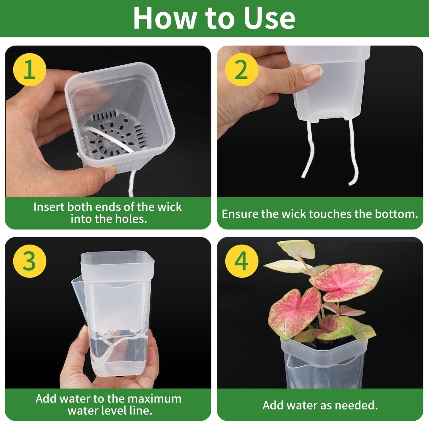 10 Pack 2.5 Inch Small Self Watering Pots for Indoor Plants Mini Clear Plastic Planters, Self Watering Pot for Propagation Cuttings Seedlings, Herbs, Succulents, Pothos Spider Plants