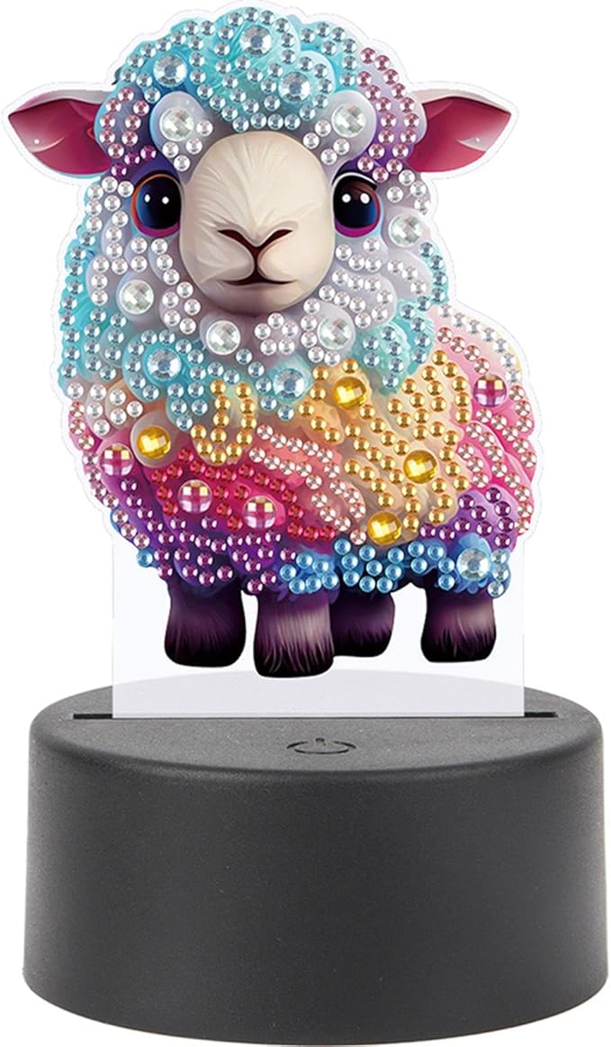 Sheep Diamond Art Painting Night Light,Diamond Art Painting Kits Desktop Touch Lamp Ornaments for Tabletop Decor Diamond Art Accessories for Adult Beginner Bedrooms Living Room