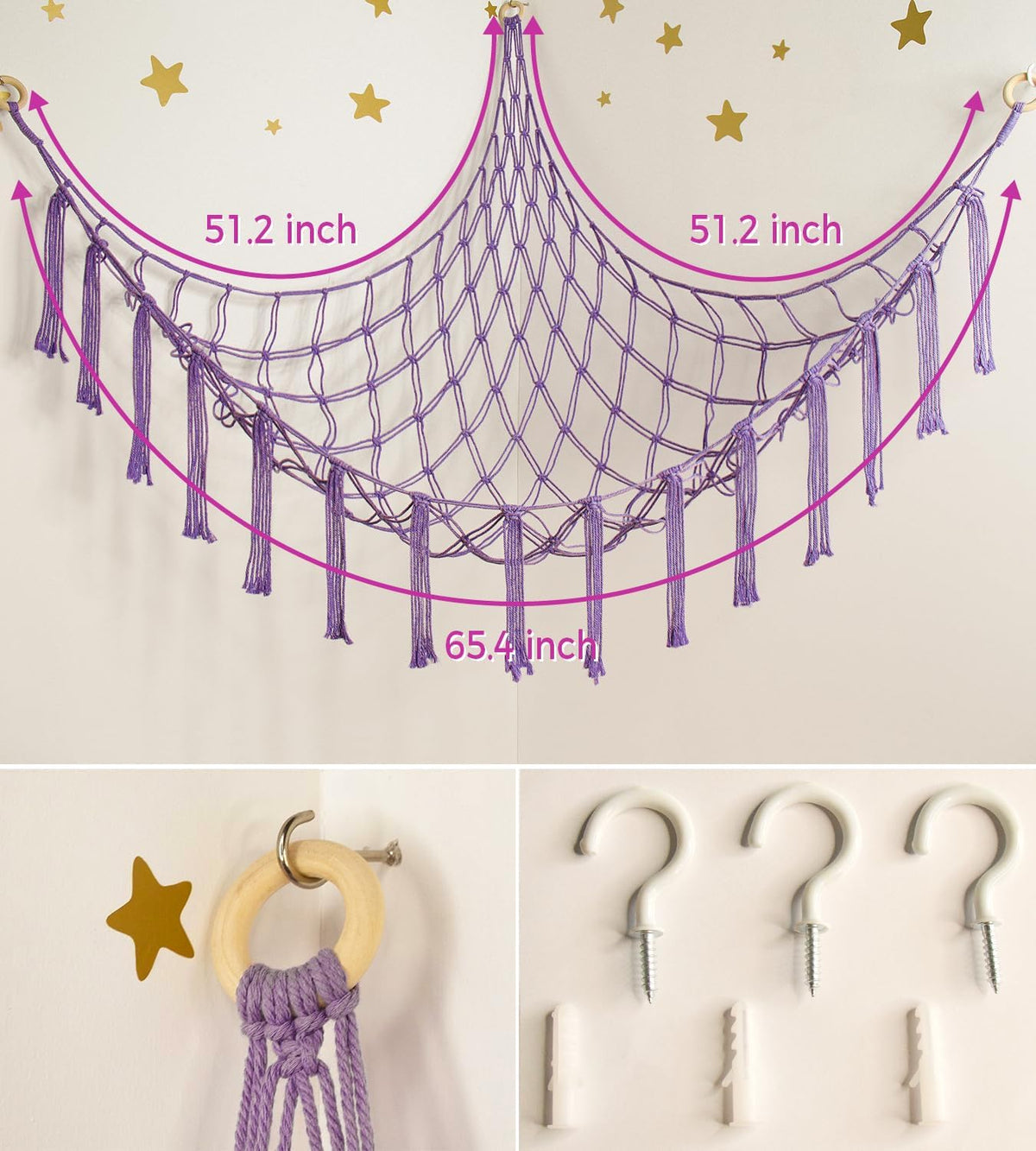 Mirolam Stuffed Animal Storage Hammock - Large Corner Toy Organizer Net for Baby Nursery Decor