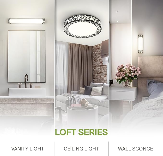ASD 18 Inch LED Flush Mount Ceiling Light Fixture for Bedroom, 35W 1992LM 5CCT 2700K-5000K, Triac Dimmable Lights, Dining, Living Room, Kitchen Lamps, Modern Home Lighting Fixtures, Black, ETL