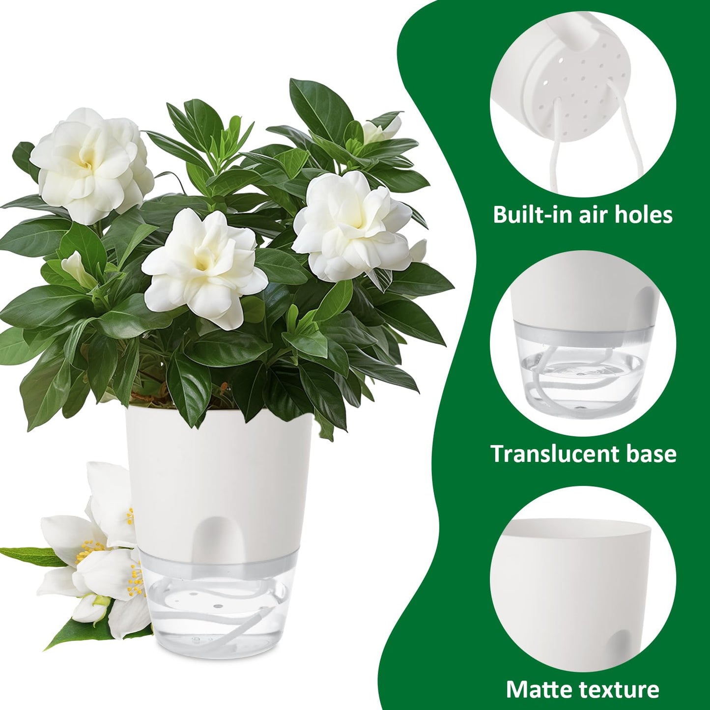 LOPYXBR 15 PCS 4 Inch Self Watering Pots for Indoor Plants Small Self Watering Planter with Self Watering Wick White Clear Plastic African Violet Pots Self Watering Plant Pot for Indoor House Plants