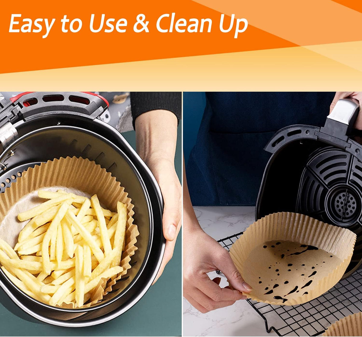 Skiennix Air Fryer Liners - 100 PCS Non-Stick Parchment Paper for Grease-Free Baking | Food Grade & Oil-Proof