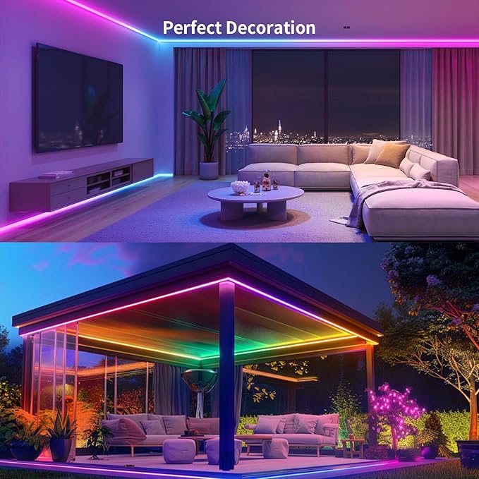 COB RGB Smart IC Strip Lights 20FT/6M UL-Listed 24V Color Flowing Strip Light Multicolor Flexible Tape Lights with APP Control Music Sync for Bedroom Gaming Party Home Decor