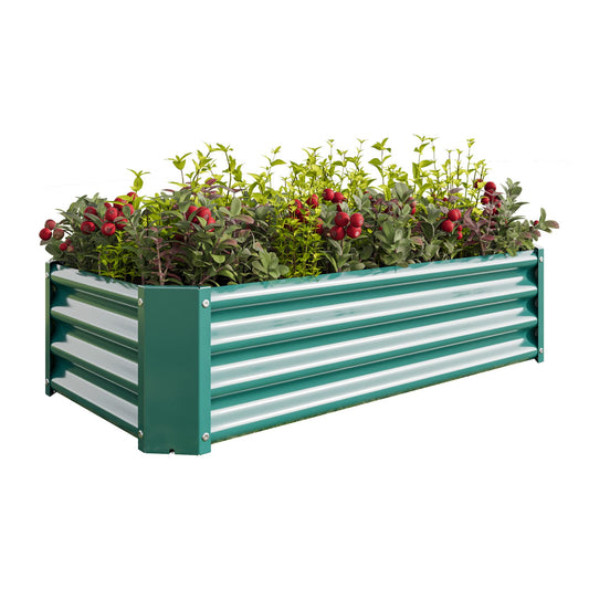Metal Raised Garden Bed Outdoor, Rectangle Galvanized Rustproof Raised Planter Boxes for Flowers, Plants, Vegetables, Herbs (Green, 4x2x1FT)