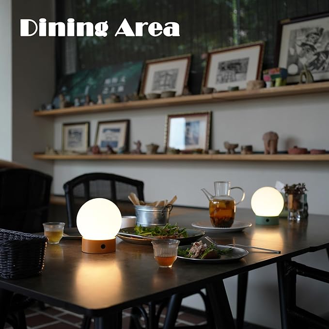 Small Cute Cordless Table Lamp Rechargeable, Battery Operated Shower Lamp Waterproof, Touch Dimmable Globe Ambient Light for Outdoor/Bedside/Patio/Dining (Black)