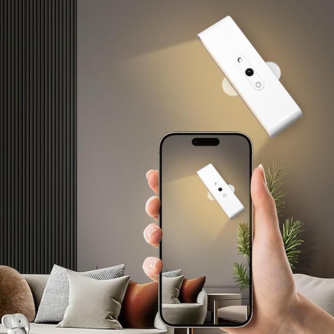 LED Wall Sconce with Auto Motion Sensor, 3600 mAH Rechargeable USB 3 Color Temperatures, 360° Rotate Magnetic Ball LED Wall Mounted Lamp for Reading Bedside