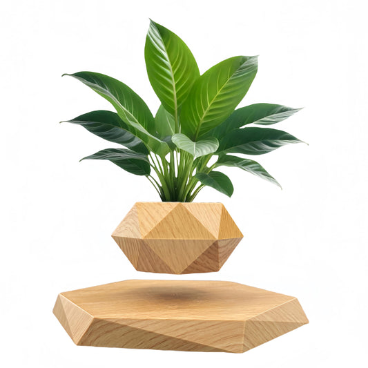 Levitating Plant Pot, Floating Plant Pot Small Floating Flower Pot, 360° Rotating Floating Pots for Plants, Floating Planter for Levitating Decor, Levitating Display Home Office Desk Decor (Yellow)