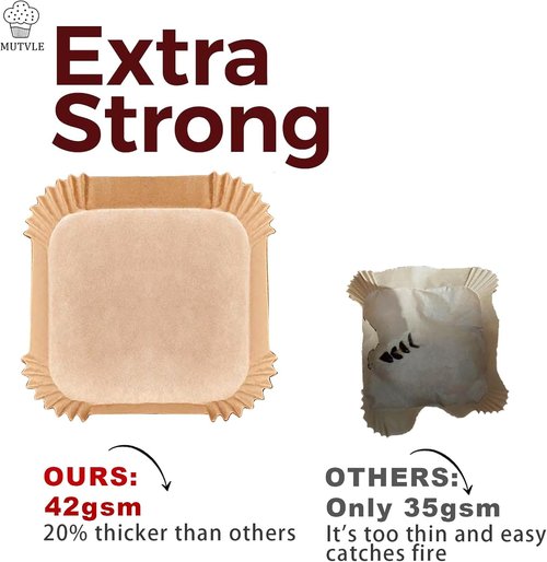 Large Air Fryer Disposable Paper Liners - 9 Inch, 125 Pcs Oil-Proof & Water-Proof Parchment Baking Paper