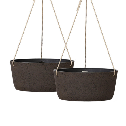 La Jolie Maison Large Hanging Planters - 12 Inch Outdoor Flower Pots, Hanging Garden Planters Set of 2, Iron Color