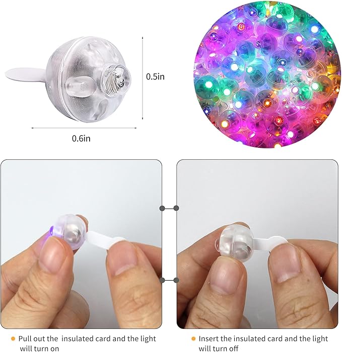 Aogist 50pcs 10-Colors Mini Lights,Long Standby Time Waterproof LED Balloon Light,Battery Powered,Ball Lamp for Balloon Paper Lantern Birthday Party Christmas Halloween