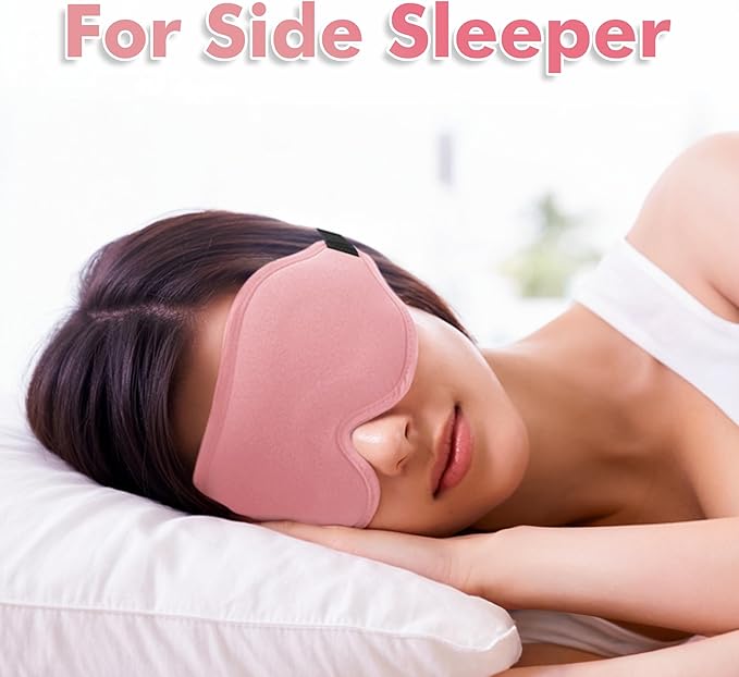 Sleep Eye Mask for Men Women, Lash Extensions 3D Sleeping Mask for Side Sleeper, Travel Blackout Night Blindfold Eye Shade Cover with Adjustable Strap (Pink-3D)