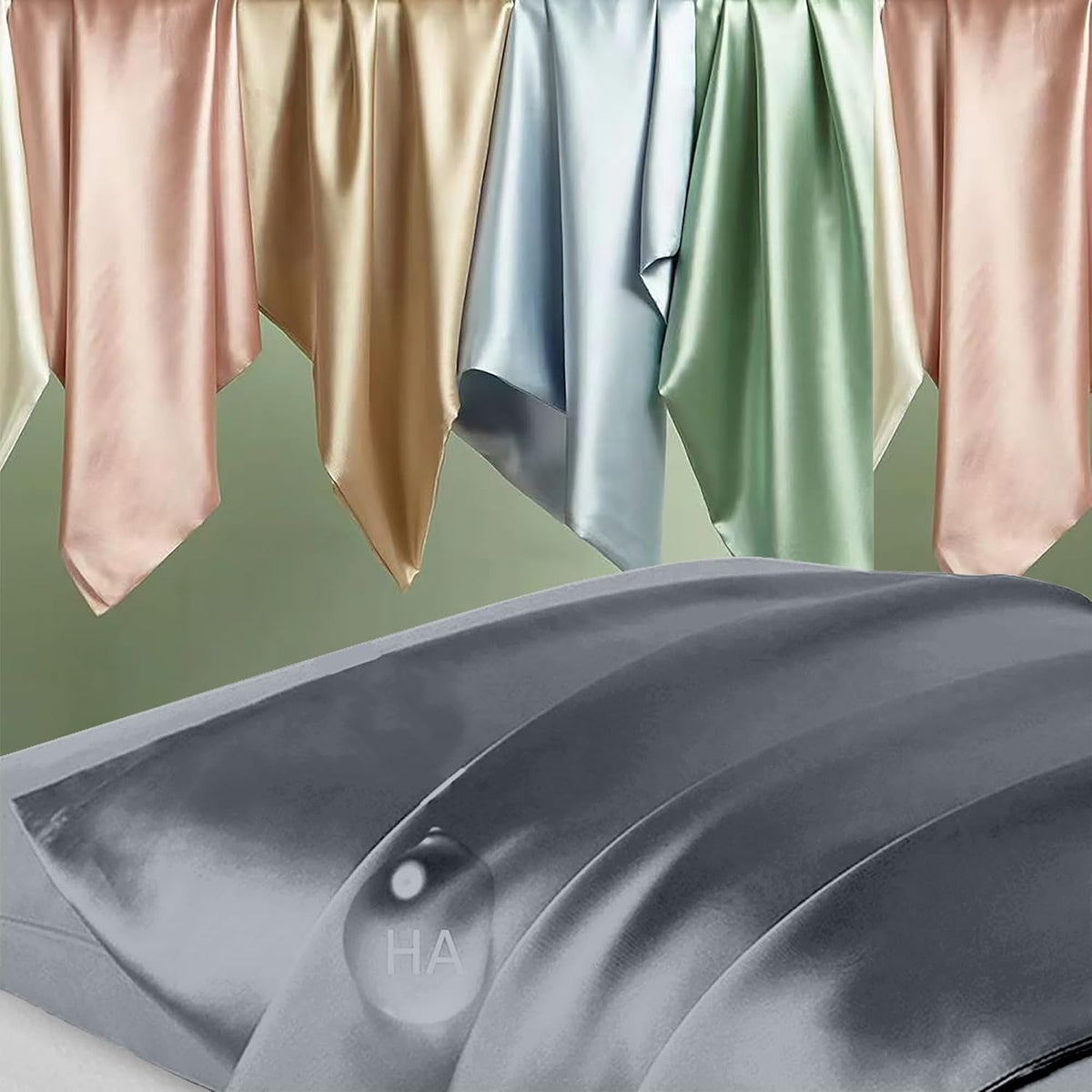 Mulberry Silk Pillowcases by Skiennix - Smooth, Anti-Acne Set of 2 Standard Size | Space Grey