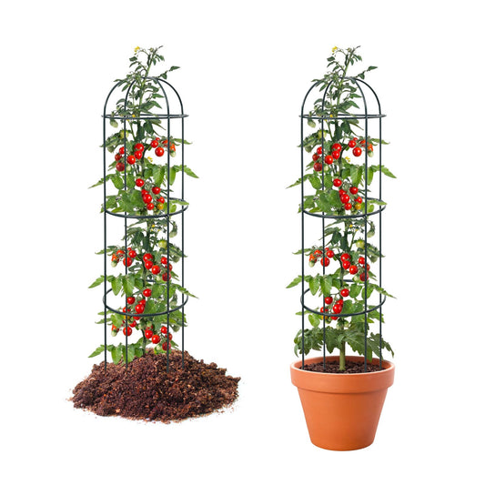 2Pcs Trellis for Climbing Plants Outdoor, 75" Tall Heavy Duty Metal Obelisk Garden Trellis Climbing Plant Support for Tomatos Cucumber Potted Vine Flower Rose Clematis Vegetable Pea Bean Trellises