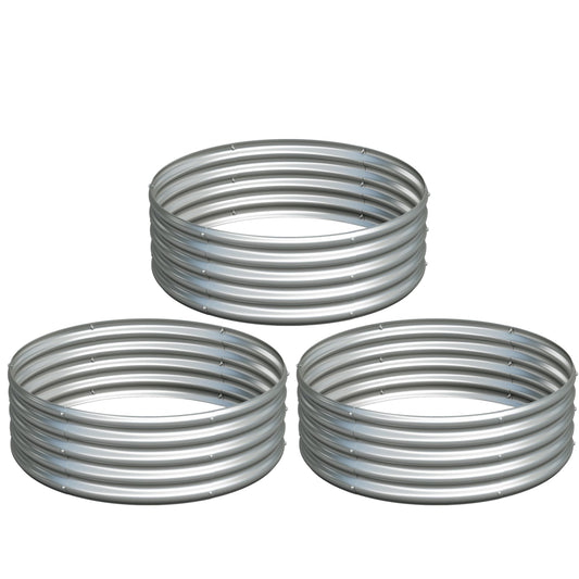 Yortrek 3Pack 3x3x1ft Galvanized Raised Garden Bed, Planter Raised Garden Beds Outdoor, Round Clearance Raised Garden Beds for Gardening Vegetables……