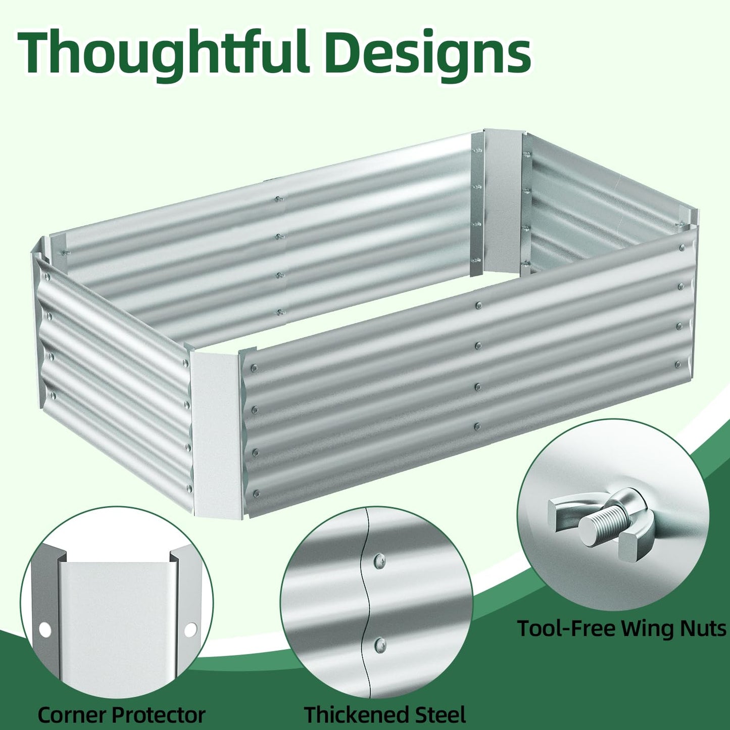 Ohuhu Raised Garden Bed with Cover Outdoor, 4x2x1 FT Galvanized Metal Planter Box with PVC Greenhouse Cover, Protects Plants from Frost Birds Insects, 3-in-1 Gardening Set for Vegetable Flower Herb